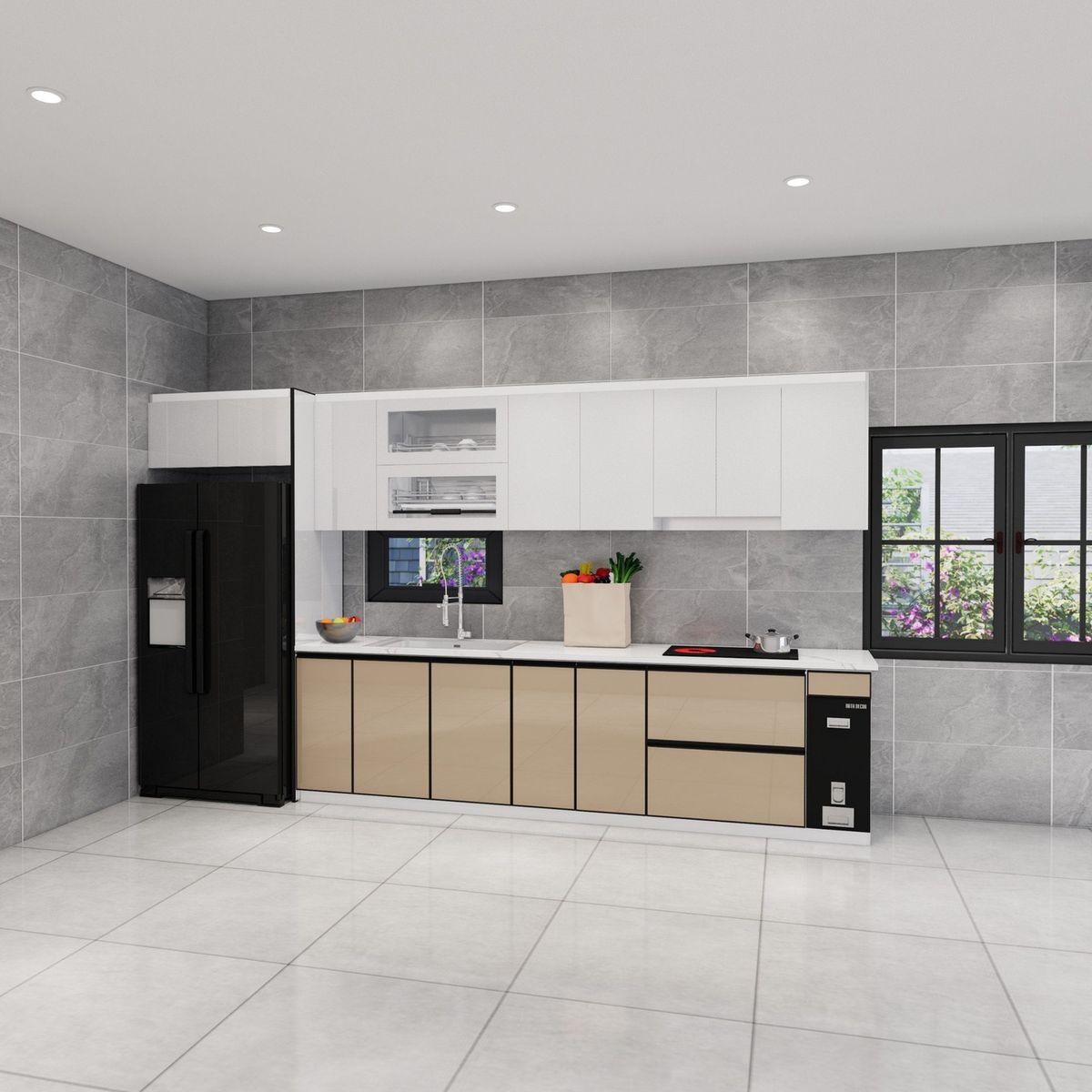 Dự án tủ bếp inox cánh acrylic chữ I cho nhà phố tại Hà Nội