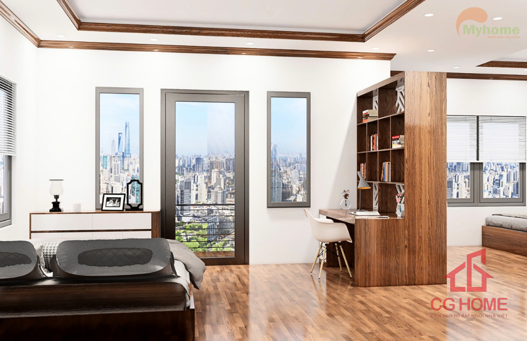 Bàn làm việc liền tủ nhỏ gọn, phù hợp cho nhu cầu làm việc tại nhà