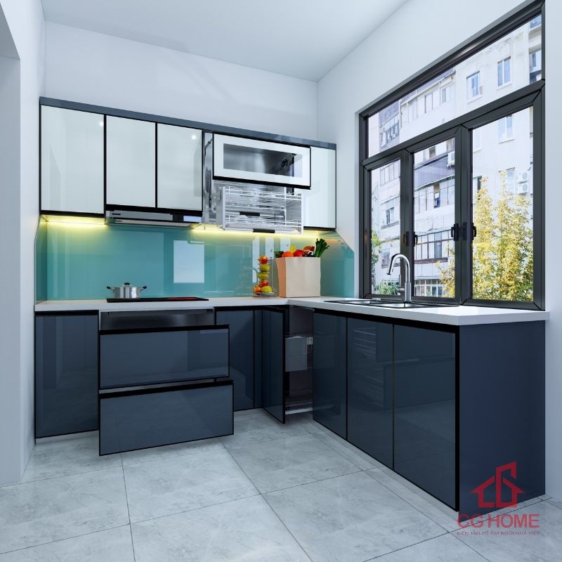 Mẫu tủ bếp inox 304 cánh kính mã IKL2323 (6)
