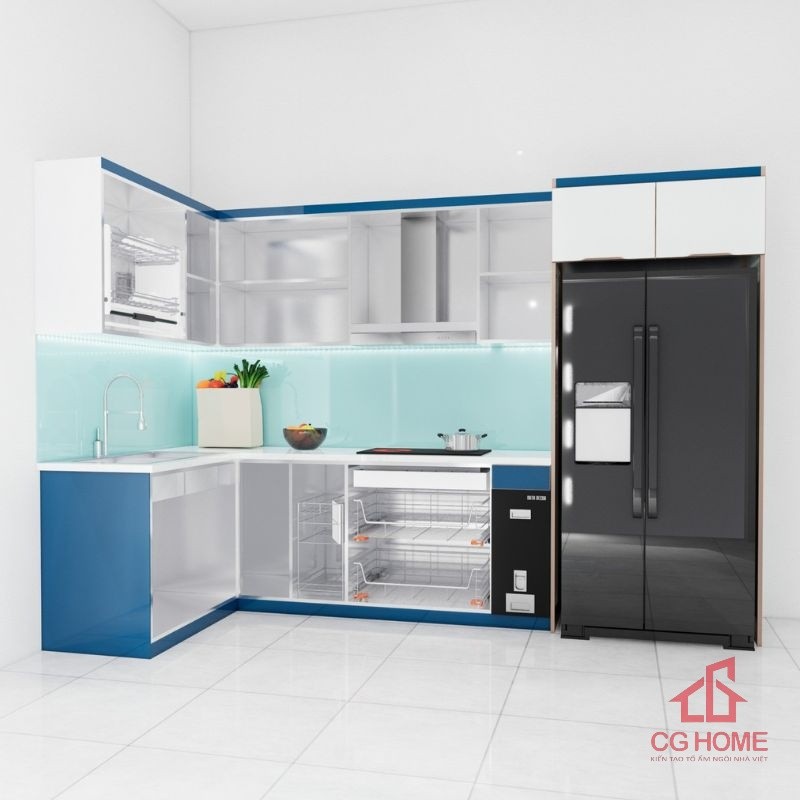 tủ bếp inox cánh kính chữ L mã IKL1533TL (4)