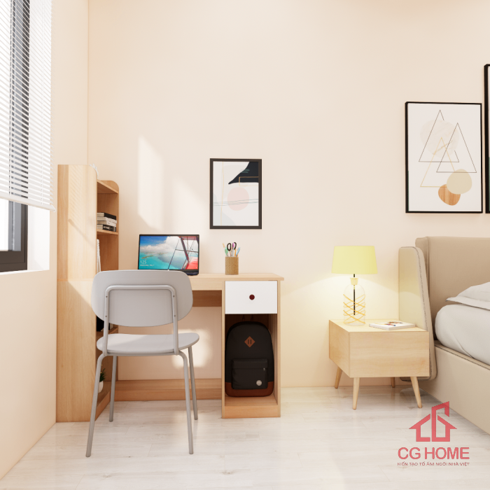 Bàn học đơn có kệ sách gỗ MDF cho bé mã GBH106