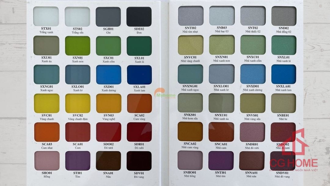 Bảng màu sơn cánh kính tủ bếp