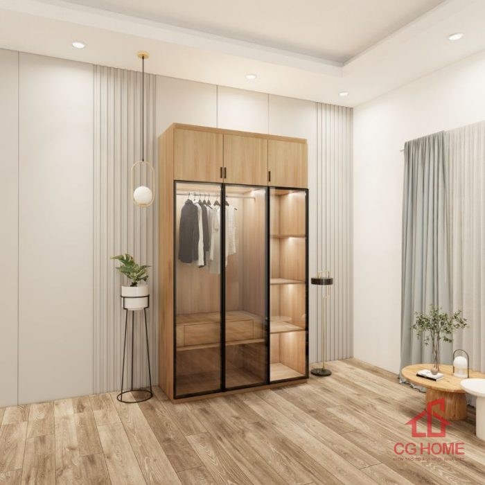 Tủ quần áo 3 buồng 1.35m cánh kính mã TAK135-03