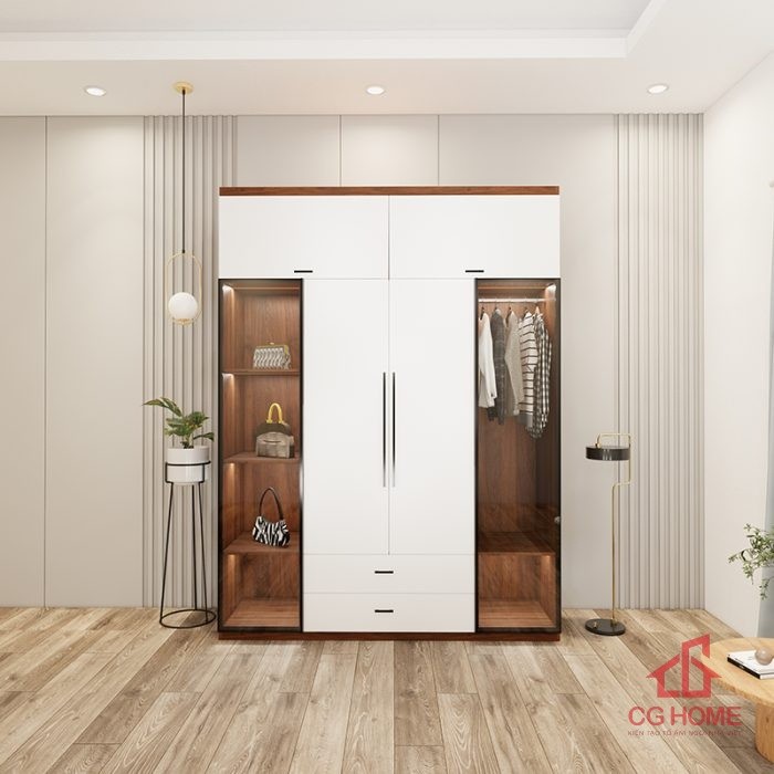 Tủ quần áo 4 buồng 1.8m cánh kính mã TAK180-05