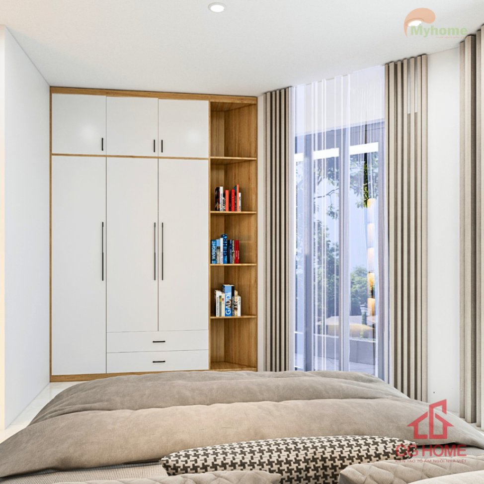 Tủ kết hợp kệ để đồ giúp tối ưu diện tích phòng