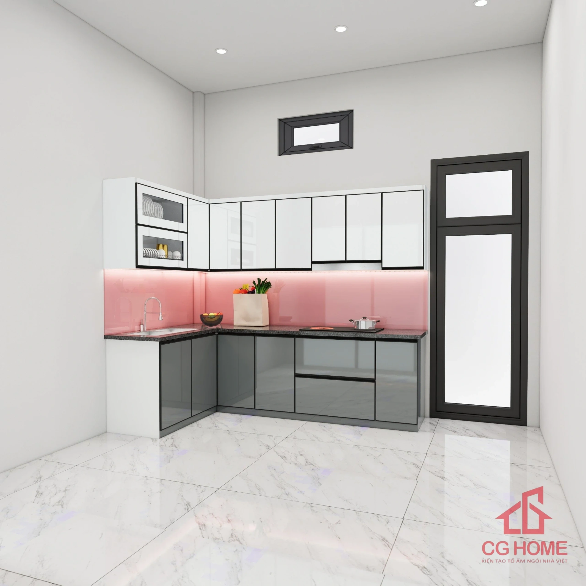 tủ bếp inox cánh kính mã IKL1627 (1)