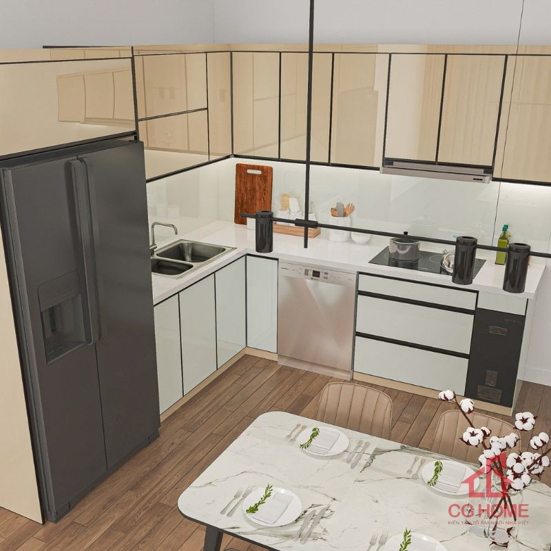 Tủ bếp inox cánh kính chữ L mã IKL2826TL (4)