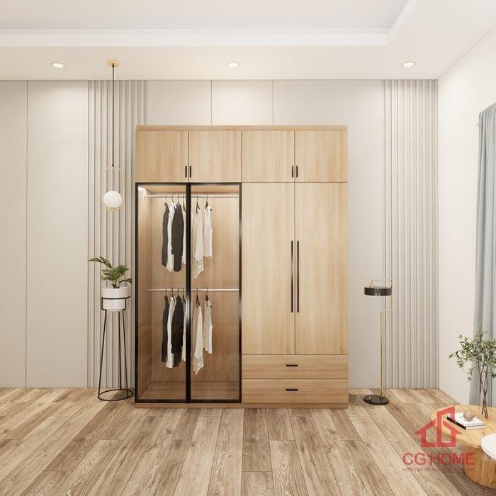 Tủ quần áo 4 buồng 1.8m cánh kính mã TAK180-02