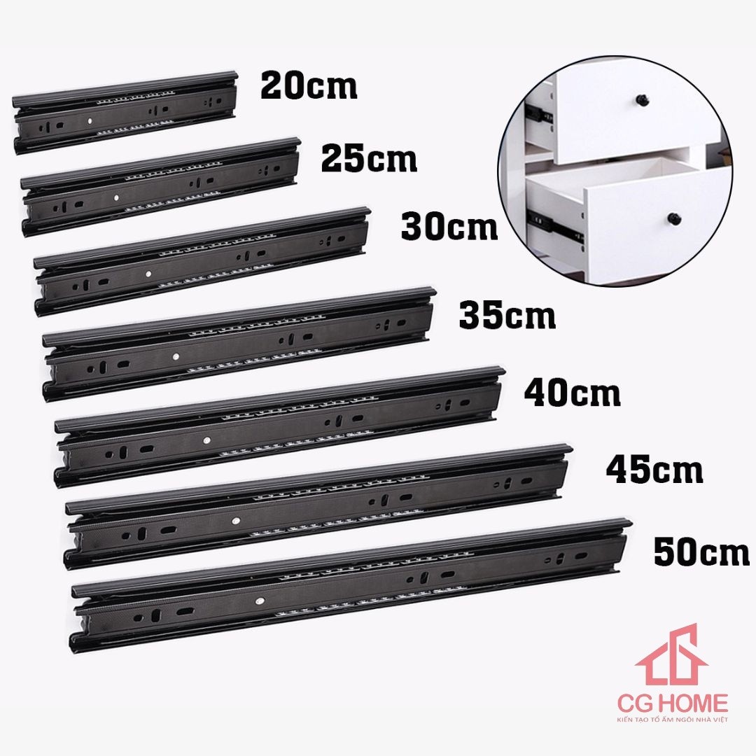 Phụ kiện ray bi 3 tầng chuyển động mượt mà, êm ái, chịu lực tốt.