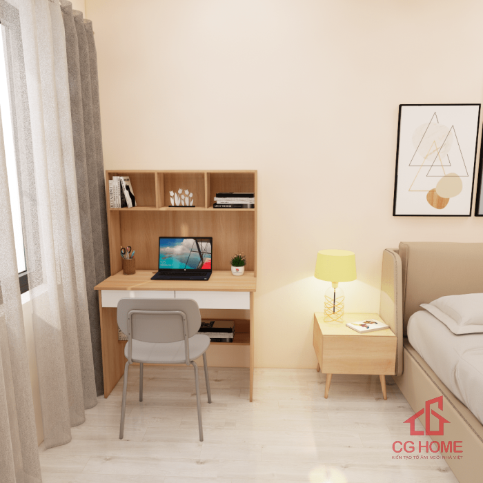 Bàn học đơn có kệ sách gỗ MDF cho bé mã GBH102