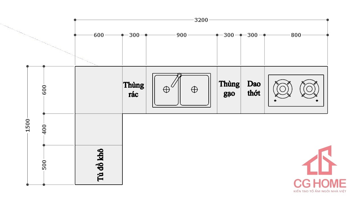 kich thuoc tu bep IKL1532