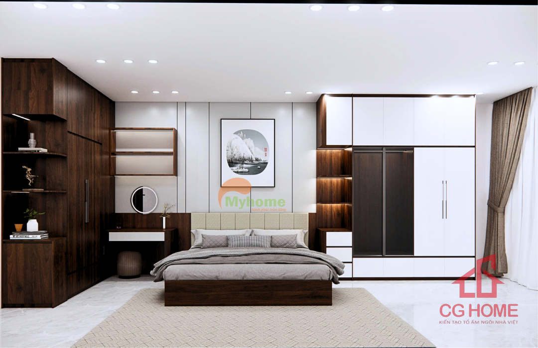 Tone màu nhẹ nhàng giúp không gian phòng ngủ trở nên ấm áp và dễ chịu hơn.